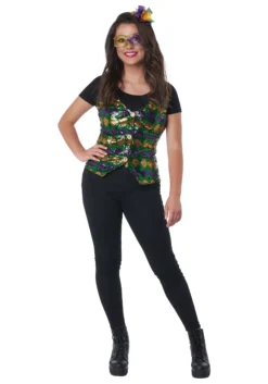 California Costume Collection Sequin Carnival Vest Costume Set For Women