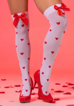 Smiffys Womens Hearts And Bows Thigh Highs